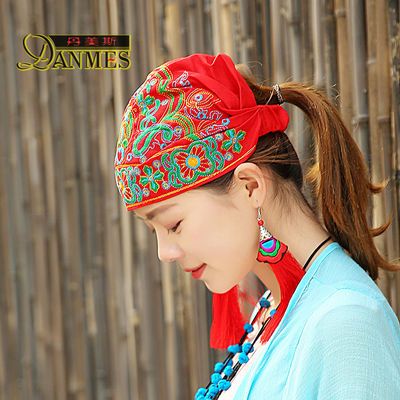 58672/亿舞云南民族风头巾帽子女款新款旅游帽时尚女士复古刺绣花包头帽