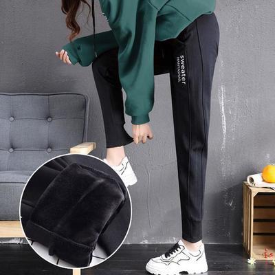 93190/加绒运动裤女春秋季2021新款哈伦裤宽松束脚春装外穿休闲女裤子