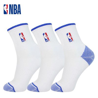 NBA中筒篮球袜男3双装毛圈秋冬加厚保暖运动袜网眼透气跑步袜