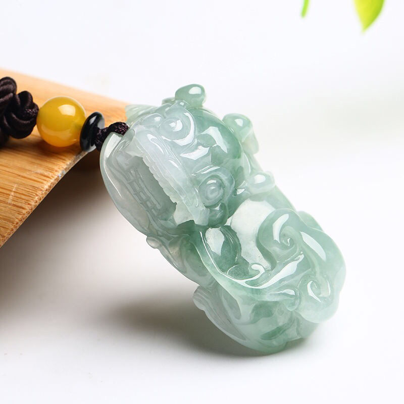 霸王貔貅翡翠吊坠男女款招财飘花挂件天然冰种玉石吊坠