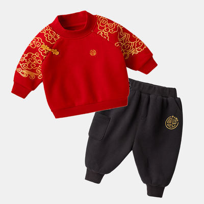 嘟嘟家宝宝拜年服套装红色喜庆唐装男过年服女秋冬周岁礼服新年装