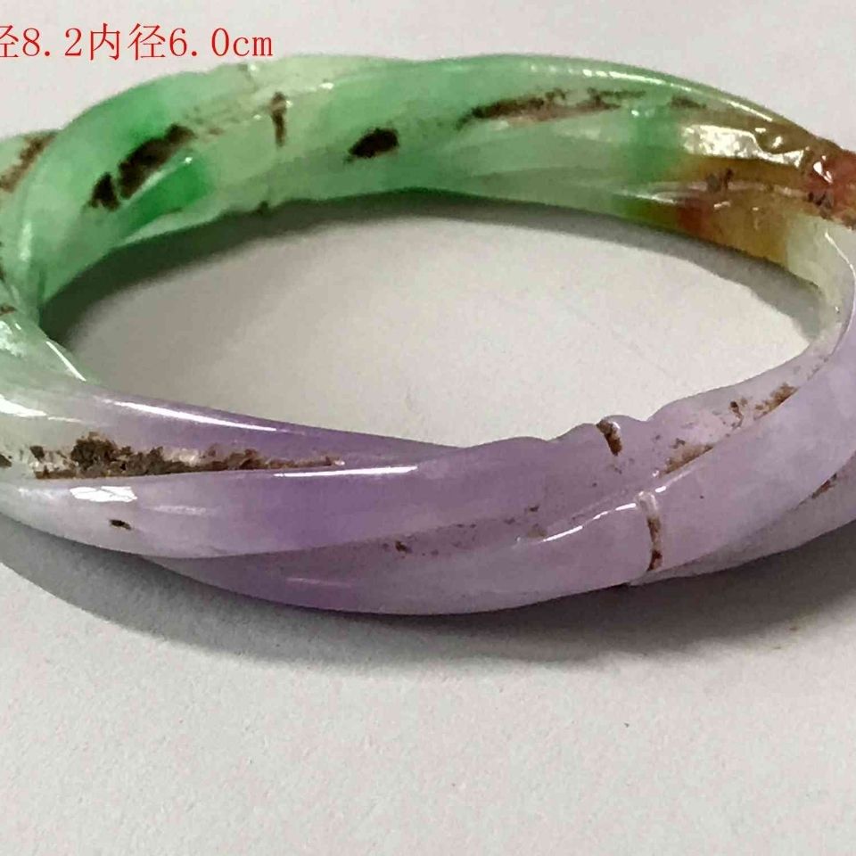 古董古玩翡翠,清代天然翡翠麻花手镯