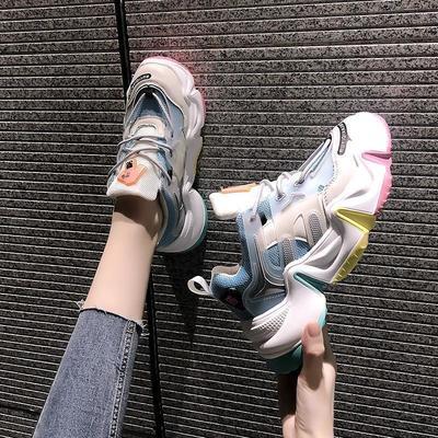 33511/2020春夏季新款百搭厚底彩虹底老爹鞋女ins潮增高网红休闲运动鞋