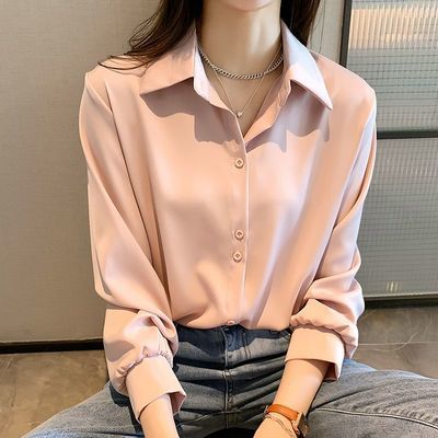15859/雪纺衬衫女早春2021显瘦时尚设计感小众上衣宽松叠穿白衬衣打底衫