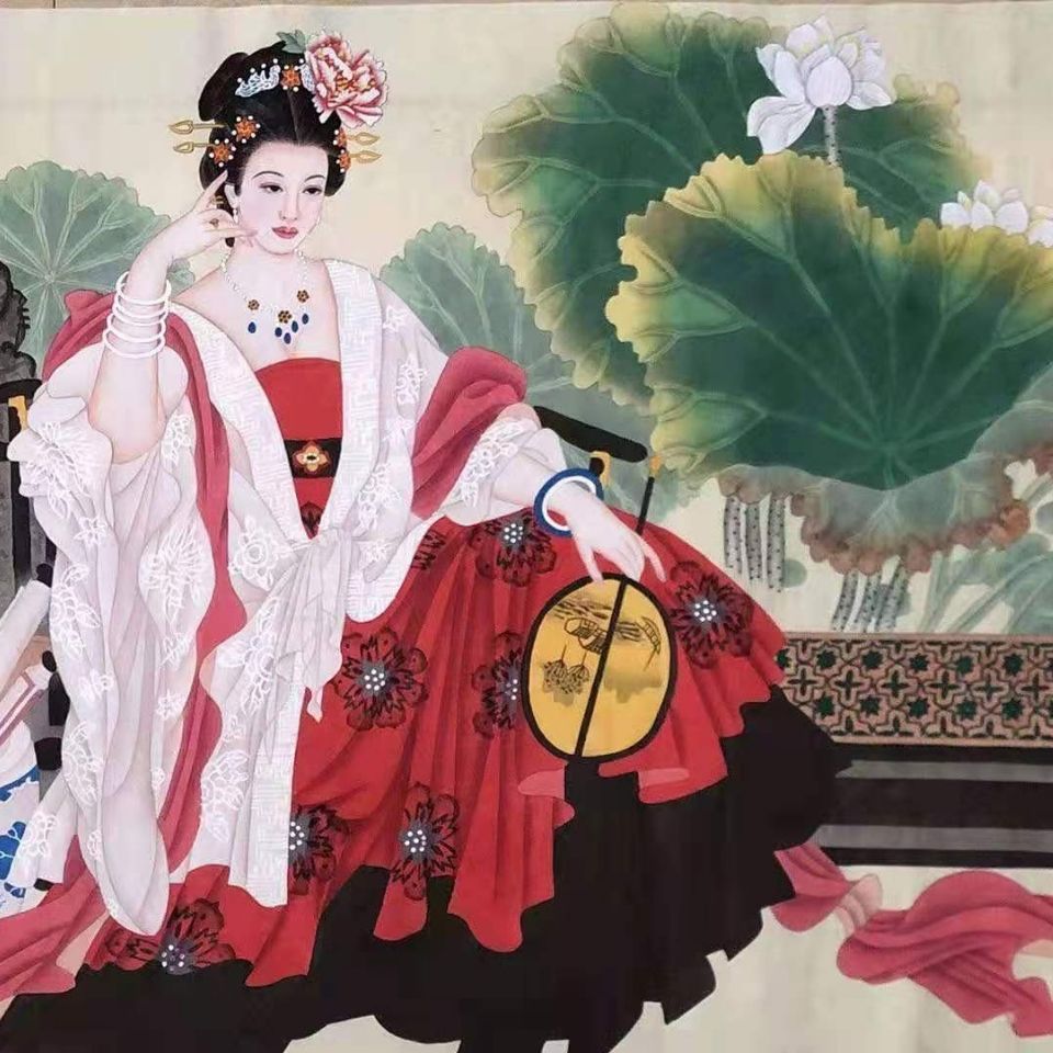 新品国画中堂画客厅挂画装饰品卷轴画人物图美女图
