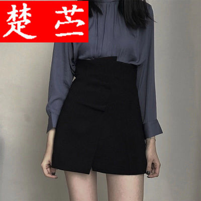 59703/高腰A字半身裙包臀裙新款前后两穿设计感短裙女不规则防走光裙裤