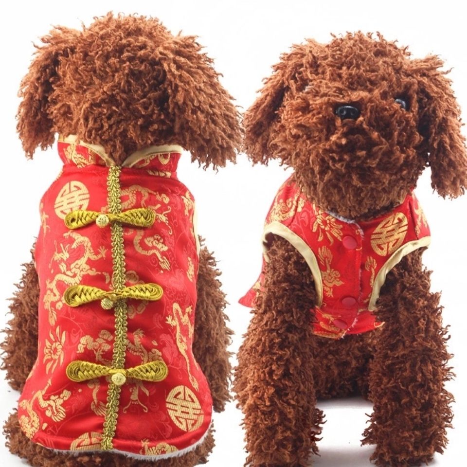 喜龙绣男款唐装  宠物新年衣服   双层加厚宠物服装 狗狗服装批发