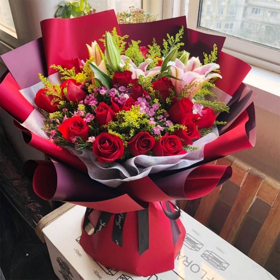 情人节真花全国送花鲜花速递同城鲜花店生日送红玫瑰百合花束礼盒
