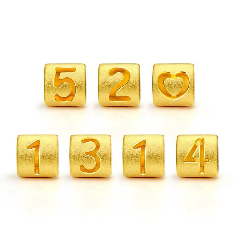 520黄金手链女999足金转运珠1314数字love红绳3d硬金情人七夕礼物