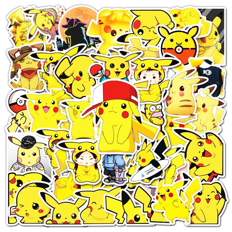 54张皮卡丘贴纸ins可爱卡通动漫行李箱个性贴纸笔记本