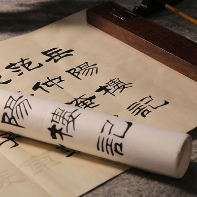 岳阳楼记隶书中楷毛笔字贴书法初学入门临摹练字描红仿古宣纸长卷