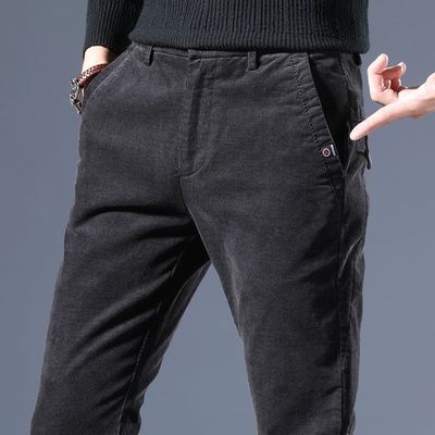 73429/裤子男灯芯绒休闲裤男士春秋款男裤宽松直筒秋季弹力修身潮流男裤