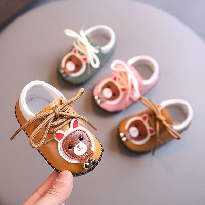 0-1岁男女宝宝春秋不掉跟软底透气婴儿步前鞋系绳学步鞋