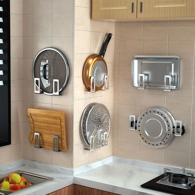 免打孔锅盖架菜板挂钩粘钩砧板架厨房置物架收纳架整理挂钩粘钩