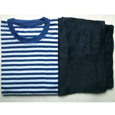 20664/透气圆领海魂衫T恤蓝白条海洋体能训练服学校男女通用速干短袖