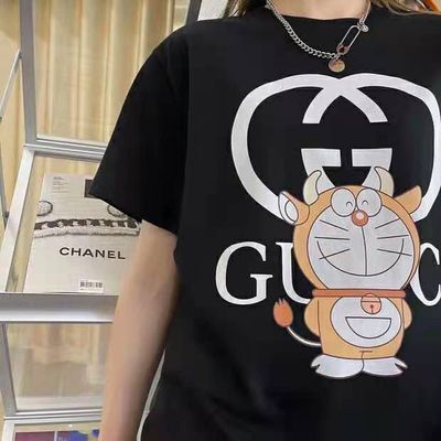 34923/2021新品半袖t恤男女款学生宽松哆啦A梦机器猫纯棉网红打底衫短袖