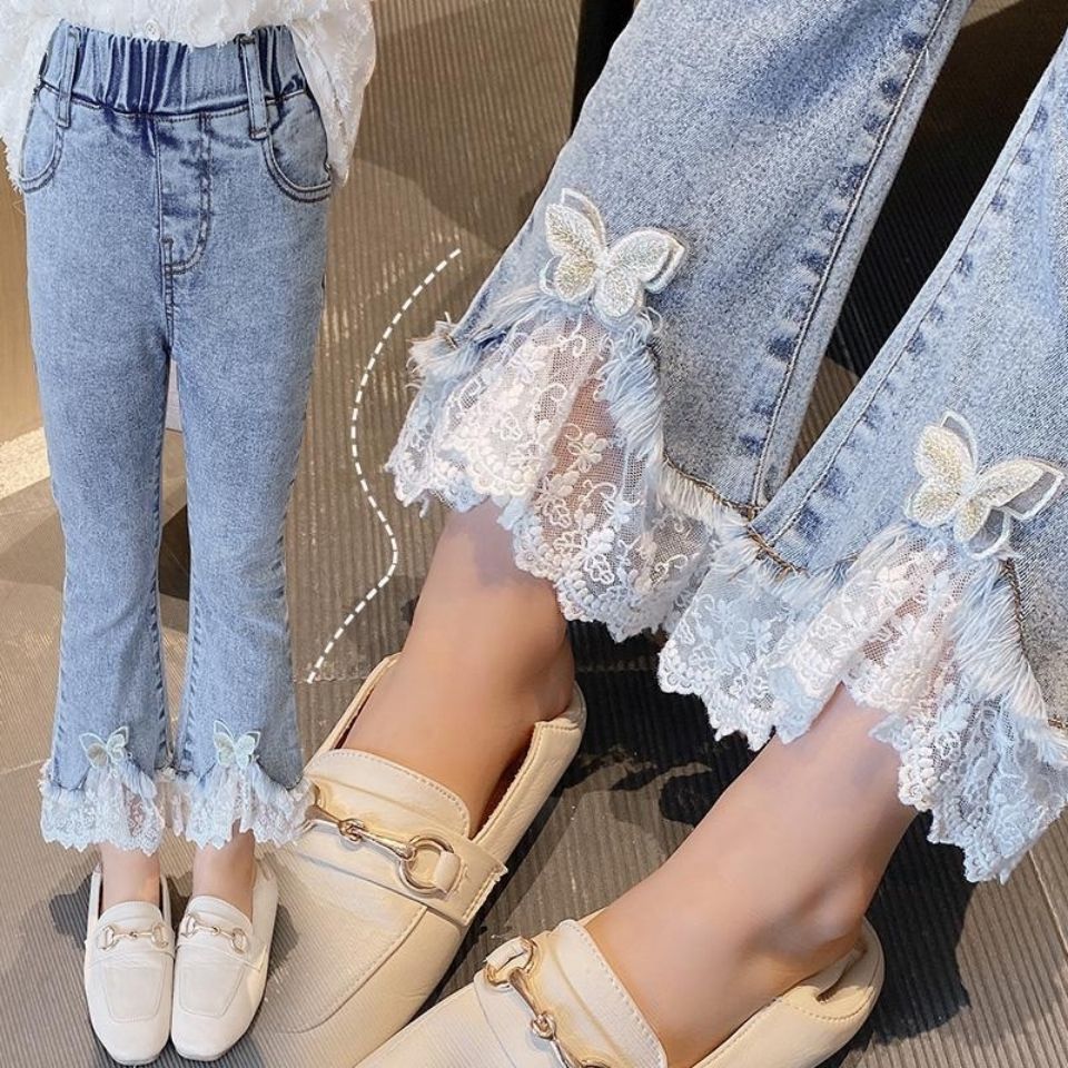Girls Jeans summer wear 2021 new Capris flared pants girls stretch thin pants slim soft jeans