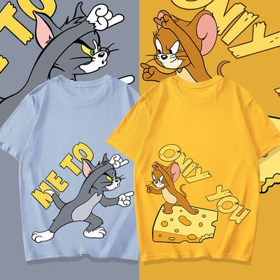 猫和老鼠T恤儿童男童短袖2020年纯棉宽松夏季女童中大童亲子装潮