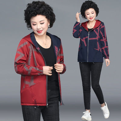 21495/妈妈春装双面穿外套洋气上衣2021新款40岁50中老年女春秋短款夹克
