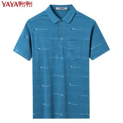 50390/YAYA/鸭鸭POLO衫男士短袖2021新款纯棉宽松夏季装体恤翻领T恤上衣