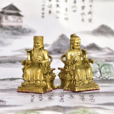 纯铜土地公土地婆奶财神爷铜器佛像佛堂供奉风水 单单省