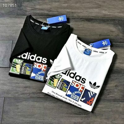 37146/新款AD纯棉短袖T恤男三叶草休闲半袖女宽松运动背心男女同款情侣