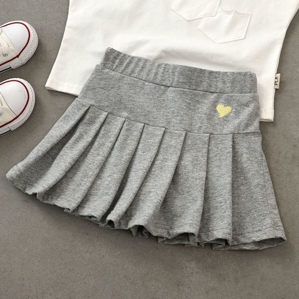 Girls summer pleated skirt 2023 new cotton skirt children's skirt medium size children's tide student skirt