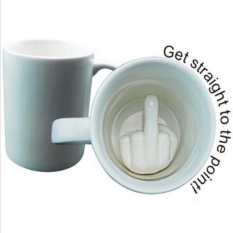 【現貨】奇葩水杯法克創意個性FUCK中指陶瓷咖啡杯馬克杯UP Yoursmug搞笑