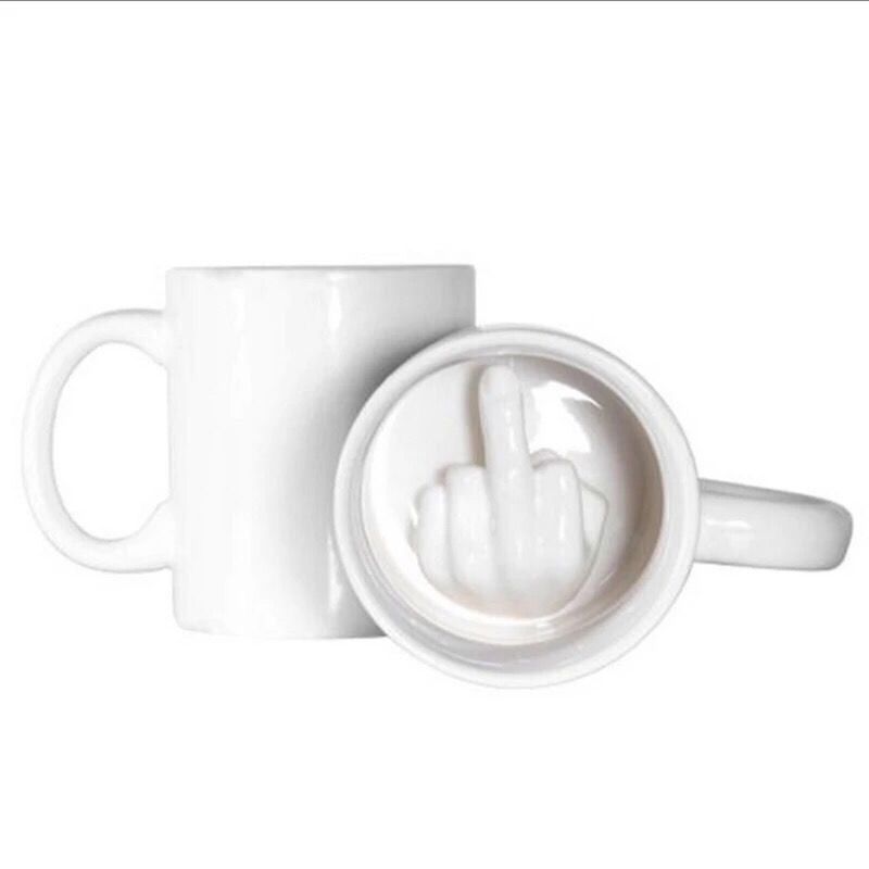 【現貨】奇葩水杯法克創意個性FUCK中指陶瓷咖啡杯馬克杯UP Yoursmug搞笑