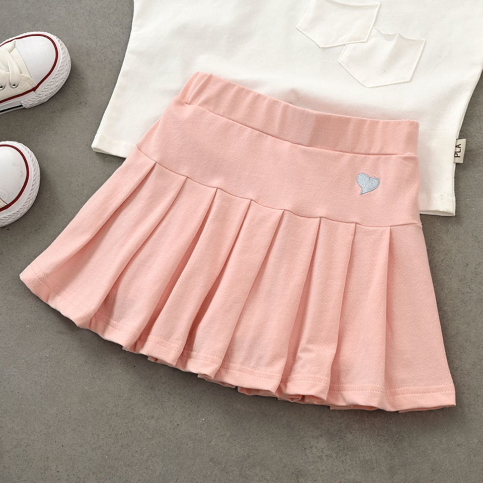 Girls summer pleated skirt 2023 new cotton skirt children's skirt medium size children's tide student skirt