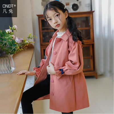 109799/凡兔童装女童风衣2021秋季新款儿童韩版外套中大童灯笼袖洋气夹克