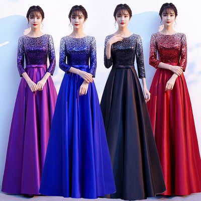 8550/大合唱演出服女成人主持指挥舞台表演服2021新款晚礼服周年庆长裙