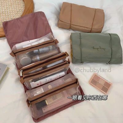 39027/韩国ins2021新款化妆包女透明大容量便携洗漱包可拆分折叠收纳袋