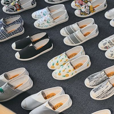 7085/老北京布鞋女一脚蹬懒人渔夫鞋帆布鞋2021新款春秋夏季透气平底鞋
