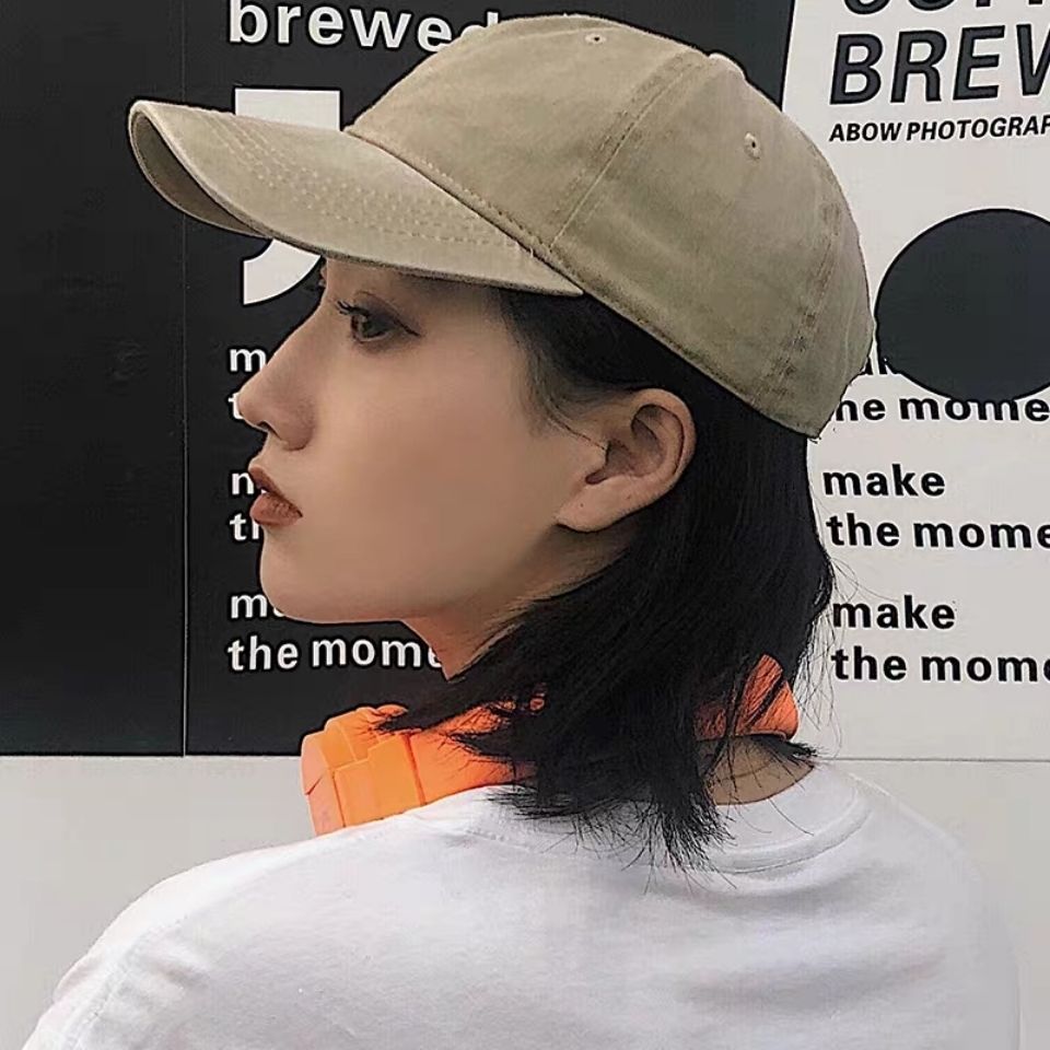 Industrial style old-fashioned washed retro soft-top peaked hat female summer Korean version all-match solid color baseball cap trendy men