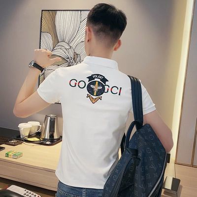 173630/夏季新款polo衫男士纯棉短袖T恤韩版潮流刺绣翻领半袖潮牌上衣服