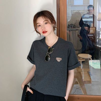 1298/短袖T恤女学生夏季港风印花小熊宽松内搭上衣新款休闲百搭打底衫