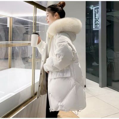 62862/诗诗定制00网红小个子韩版加厚茧型白鸭绒面包服大毛领羽绒服