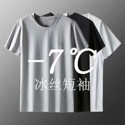 凉爽冰丝短袖t恤网眼超薄半袖运动衣服男士9.9包邮干活耐脏打工人