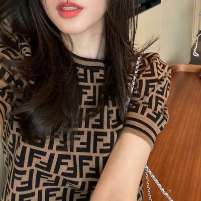 9712/精纺100%纯羊毛短袖女春款套头半袖针织衫薄五分袖打底毛衣羊绒衫