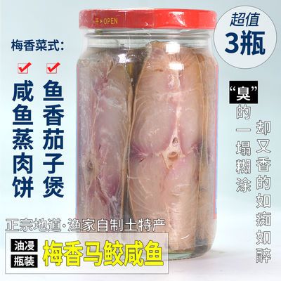 咸鱼干梅香咸鱼瓶装335g广东油浸梅香马鲛鱼250g马友鱼中段带鱼干