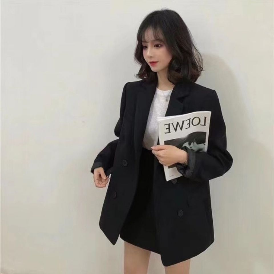 Net red small suit jacket women 2021 new Korean pure color medium length casual Baita student Suit Jacket Women