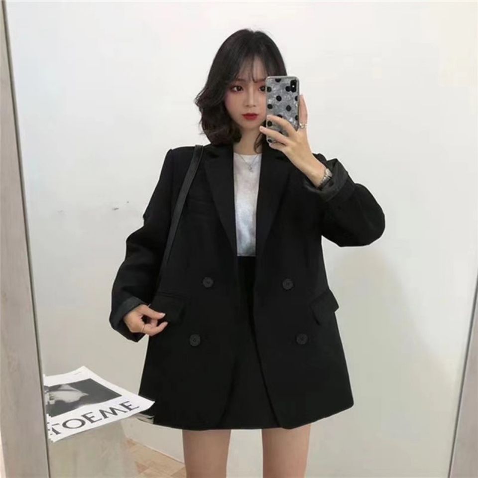 Net red small suit jacket women 2021 new Korean pure color medium length casual Baita student Suit Jacket Women