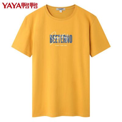 182833/鸭鸭新疆棉夏季短袖t恤男韩版纯棉修身圆领印花短袖潮流体恤男装