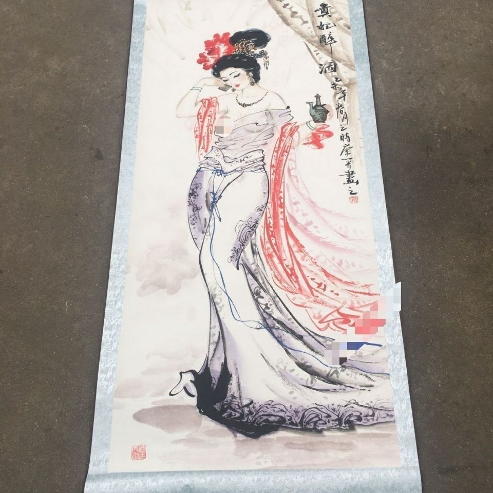 【贵妃醉酒】 新品国画中堂画客厅挂画装饰品卷轴画人物图 已装裱【2