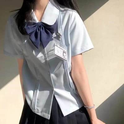 23248/JK制服衬衫女春夏短袖日系学院风校供感风琴褶百搭学生基础款衬衣