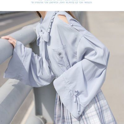 17900/法式小众上衣学生上衣设计感小众露肩衬衫2021早春新款JK衬衣女潮