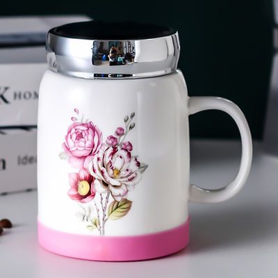 创意陶瓷杯情侣对杯马克杯大容量水杯带盖带勺办公杯咖啡杯牛奶杯