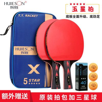 73714/辉胜五星乒乓球拍对拍套装专业训练双面反胶乒乓球六星成品拍单拍