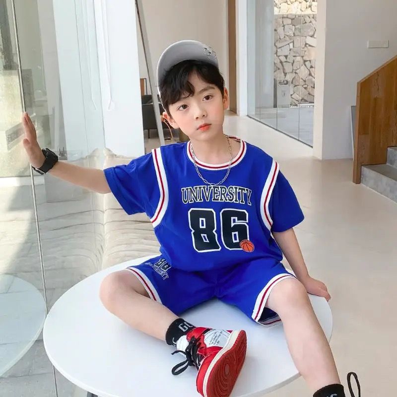 男童套装2021新款夏装短袖儿童中大童速干篮球服两件套夏季潮韩版